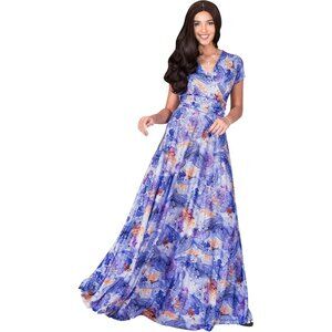 Women's Floral Print Maxi Dress Cotton V-Neck Summer Daywear